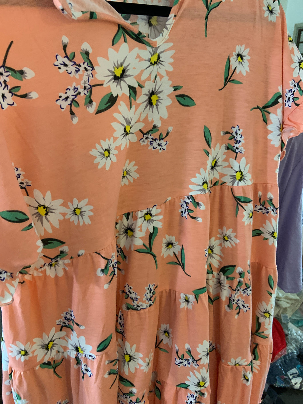 Peach baby doll floral top