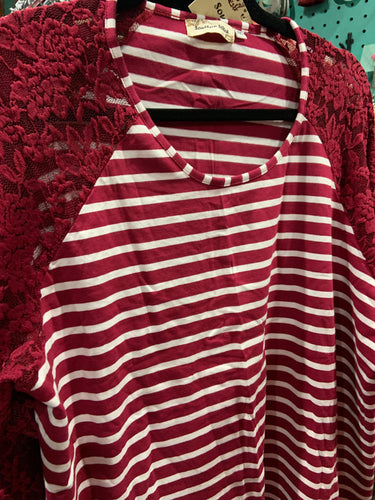 Burgundy striped  top