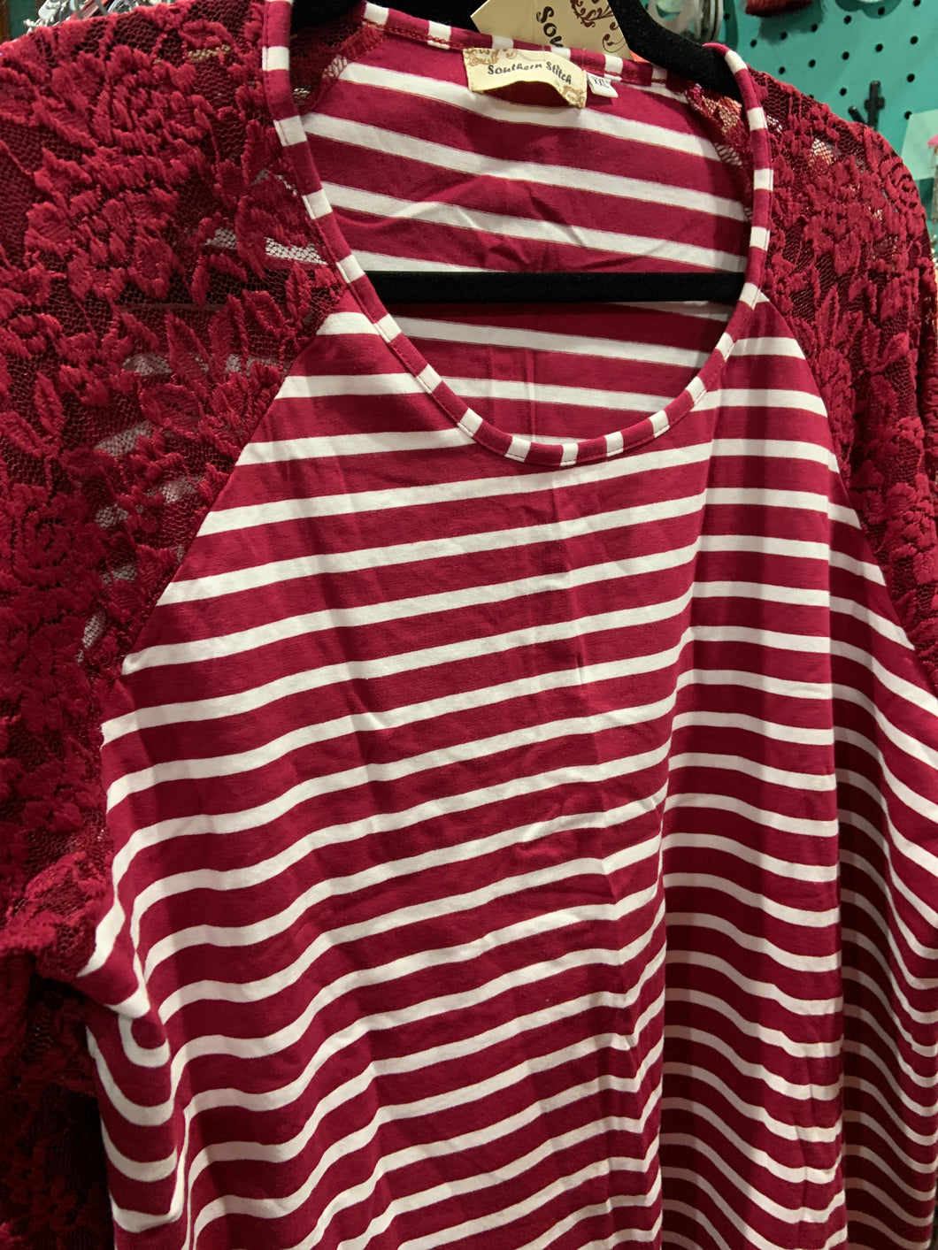 Burgundy striped  top