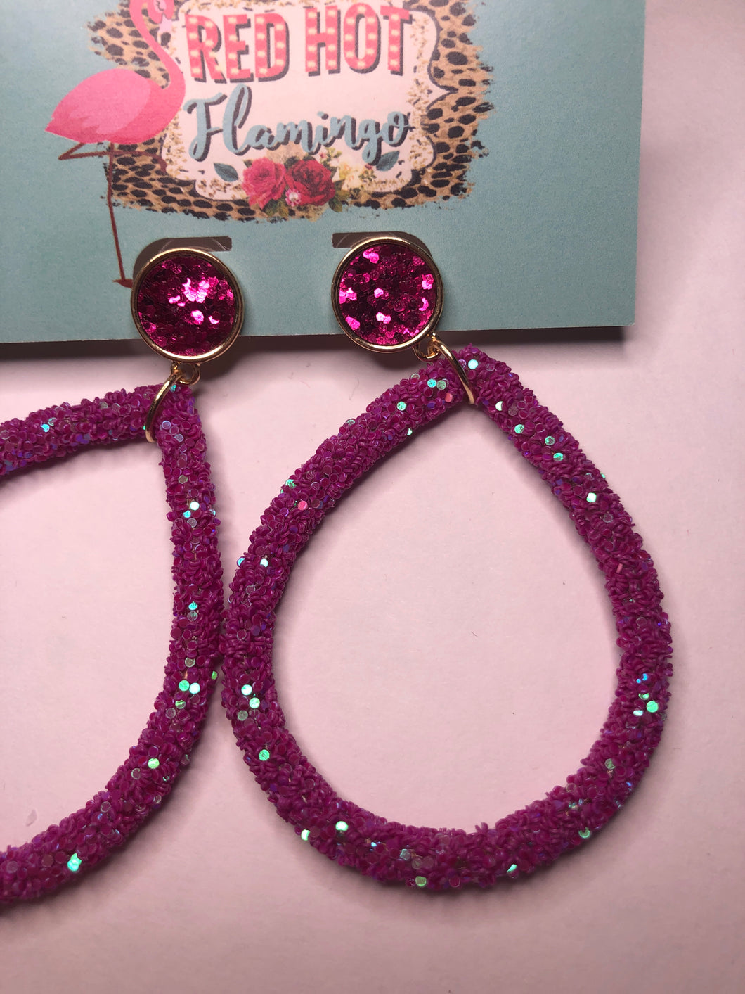 Purple bling post earrings