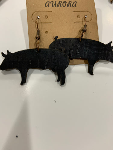Black pig earrings