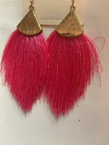 Hot pink tassel earrings 457