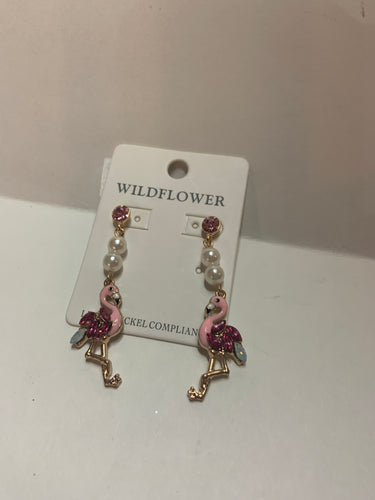 Flamingo dangling earrings