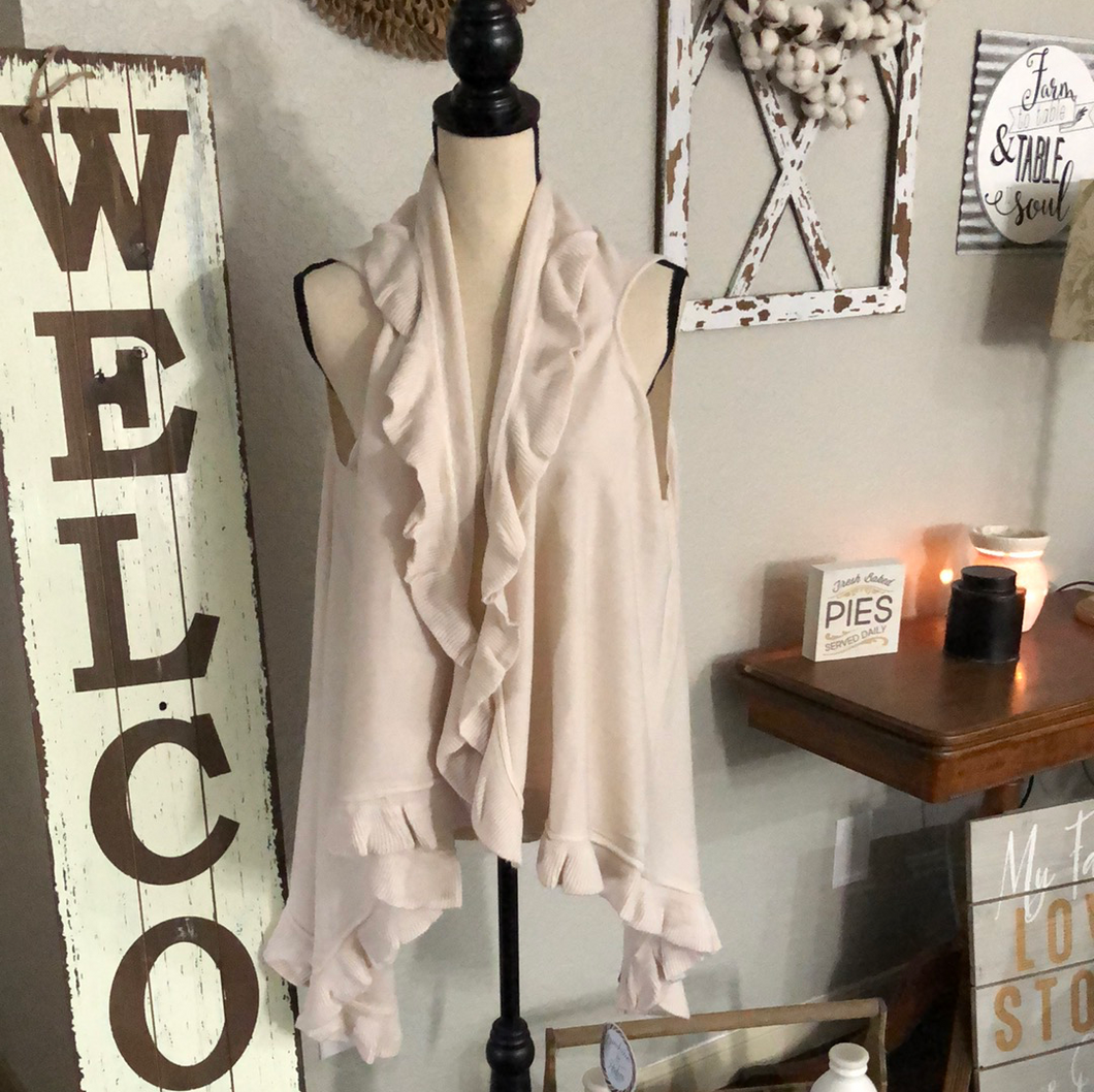 Champagne sweater ruffle kimono