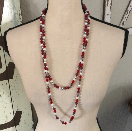 Red/White/silver beads