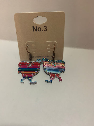 Sarape rooster earrings