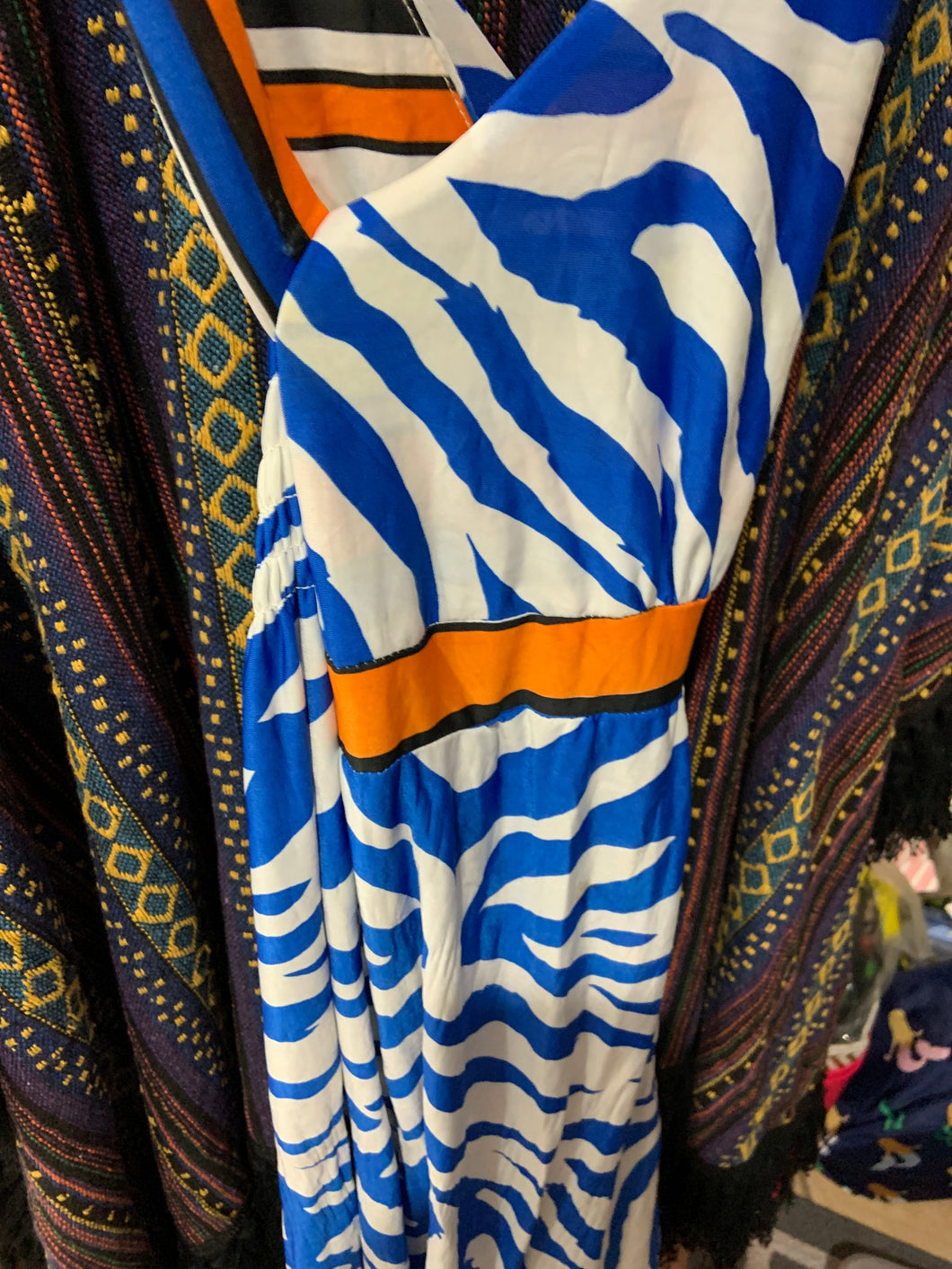 Blue and white orange dress