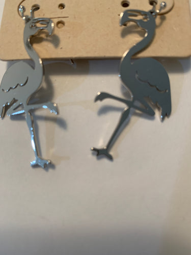 Earrings silver flamingo