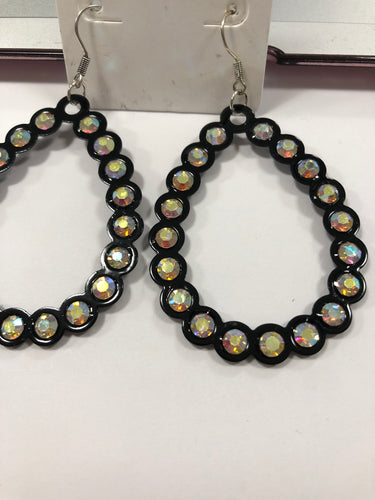 Black bling teardrop earrings