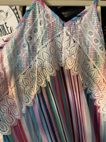 Multi colored tank top lace on top