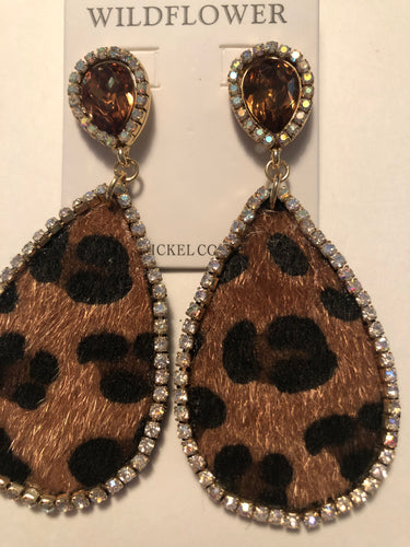 Earrings bling cheetah