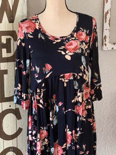 Navy background floral tunic or dress