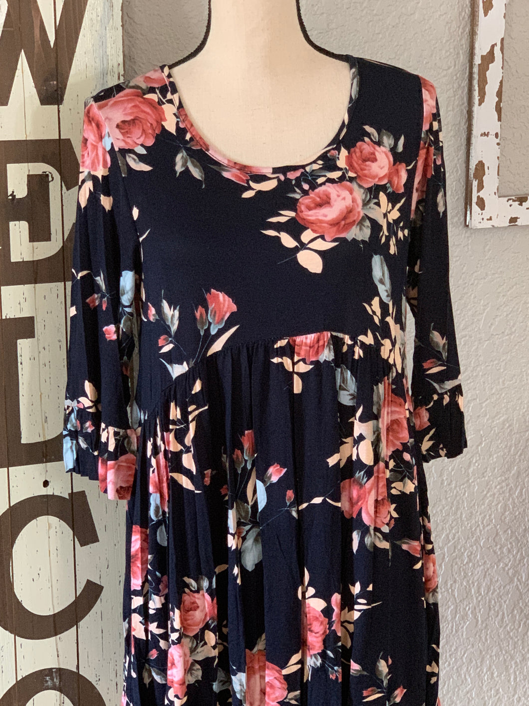 Navy background floral tunic or dress