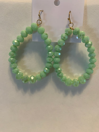 Mint teardrop beaded earrings