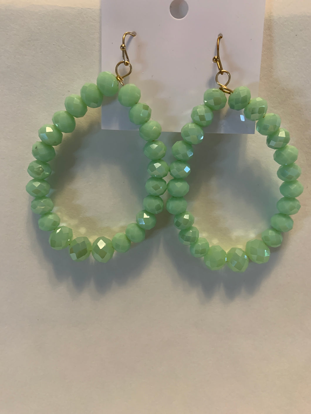 Mint teardrop beaded earrings