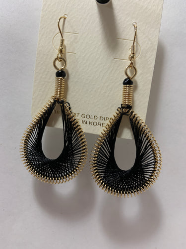 Black thread earrings