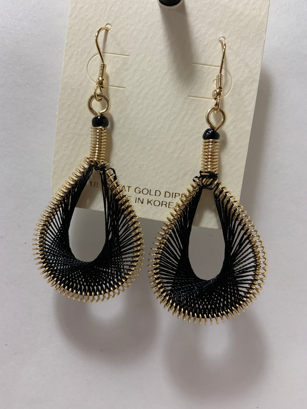 Black thread earrings