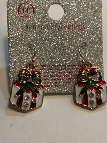 Christmas package earrings