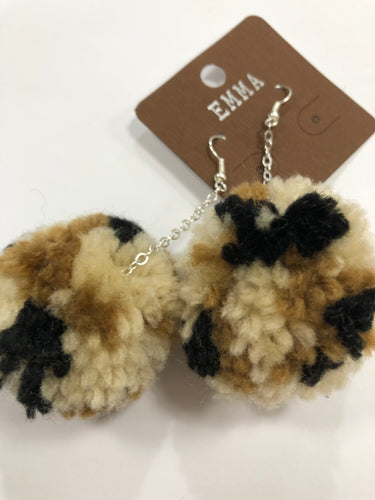 Multi brown Pom earrings