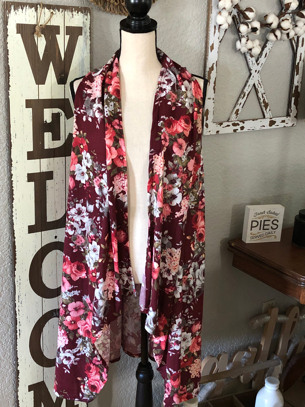 Floral kimono vest