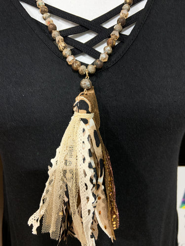Cheetah tassel stone beads