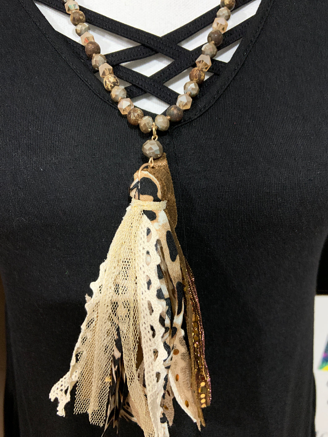 Cheetah tassel stone beads