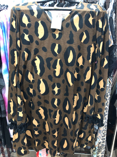 Md cheetah dress with bell sleeves