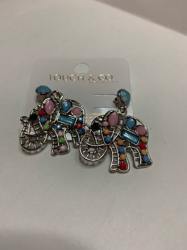 jo2 Elephant earrings with Blue accent