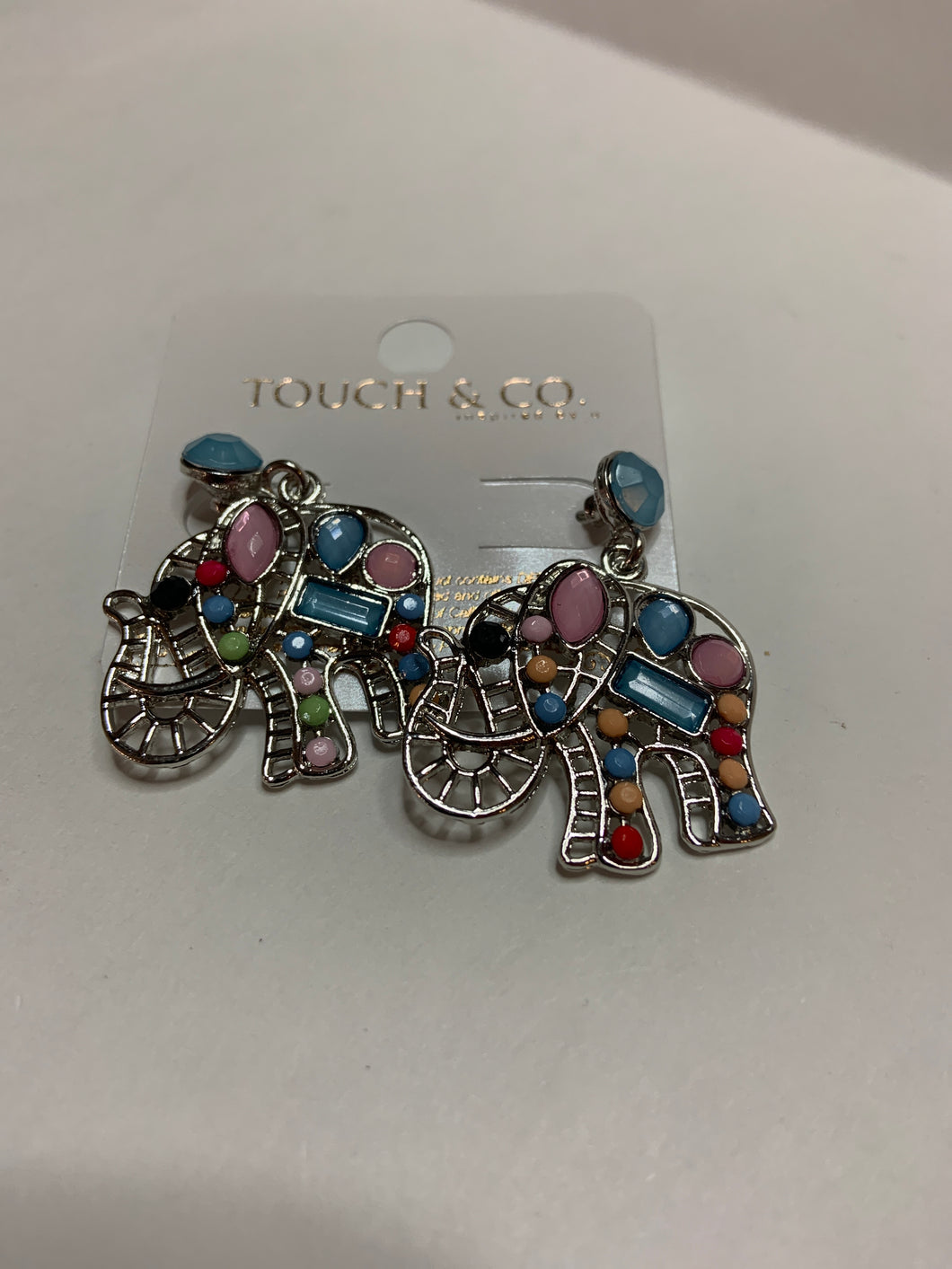 jo2 Elephant earrings with Blue accent