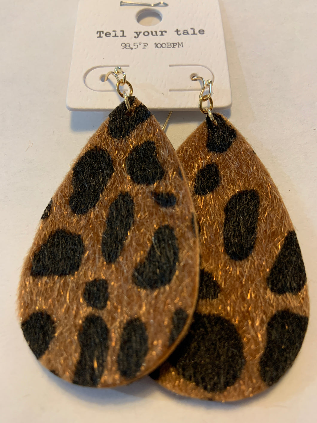 Teardrop cheetah hook earrings