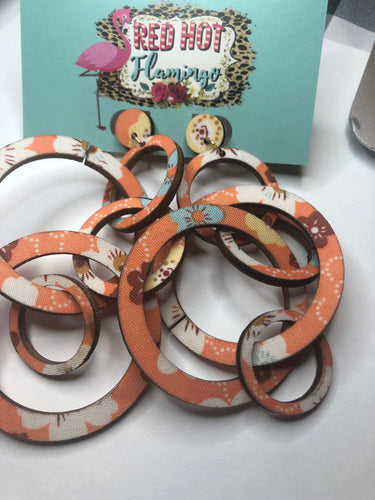 Tangerine/flower post back earrings