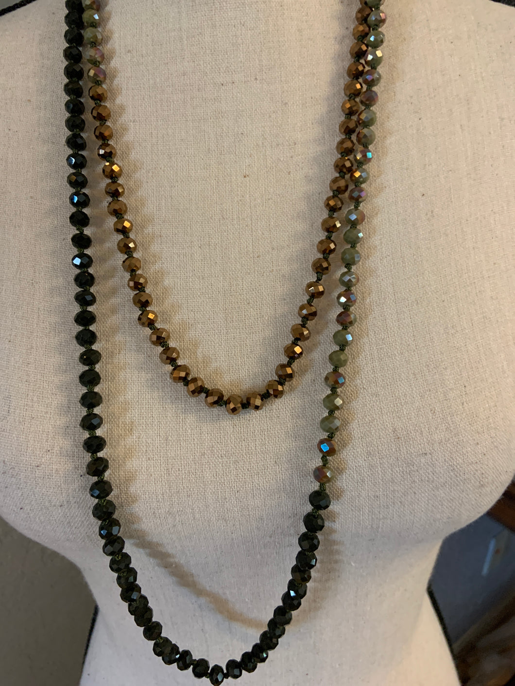 Gold silver black tricolor beads