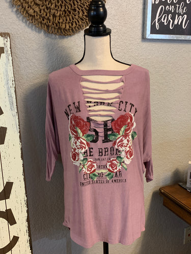 Top rose color with dolman sleeves