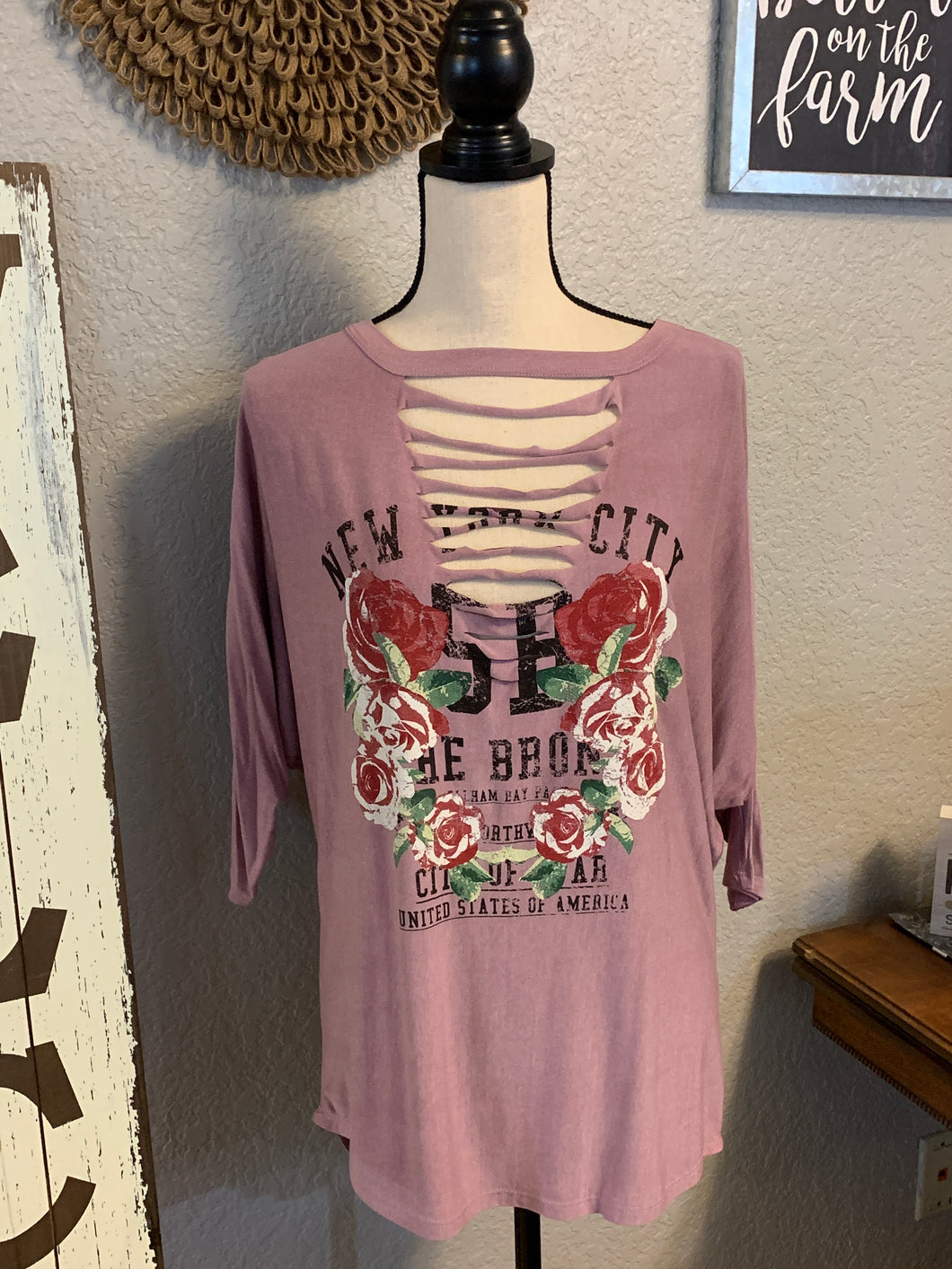 Top rose color with dolman sleeves