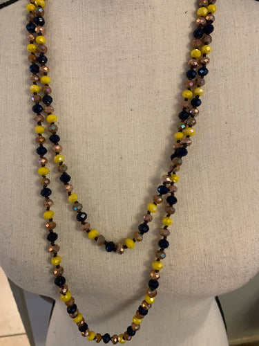Navy/mustard/bronze beads