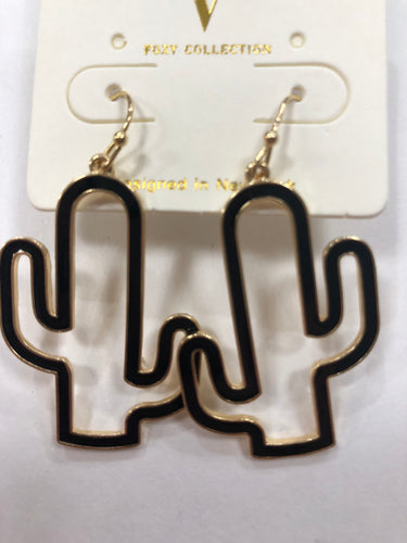 Black cactus earrings