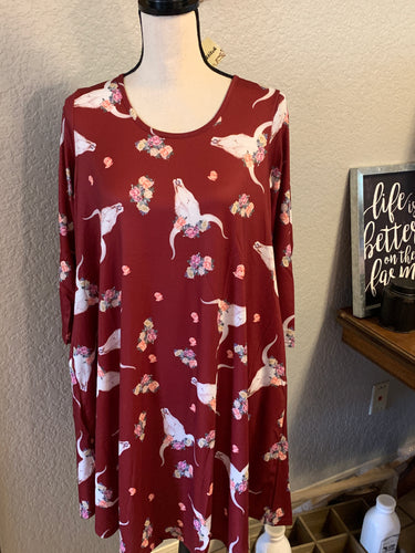 Decorated bull dress 3/4 length arms with hidden pockets