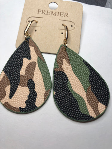 Gold tone camo earrings