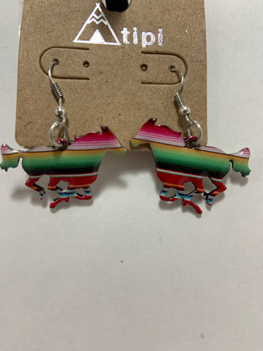 Serape running horse earrings