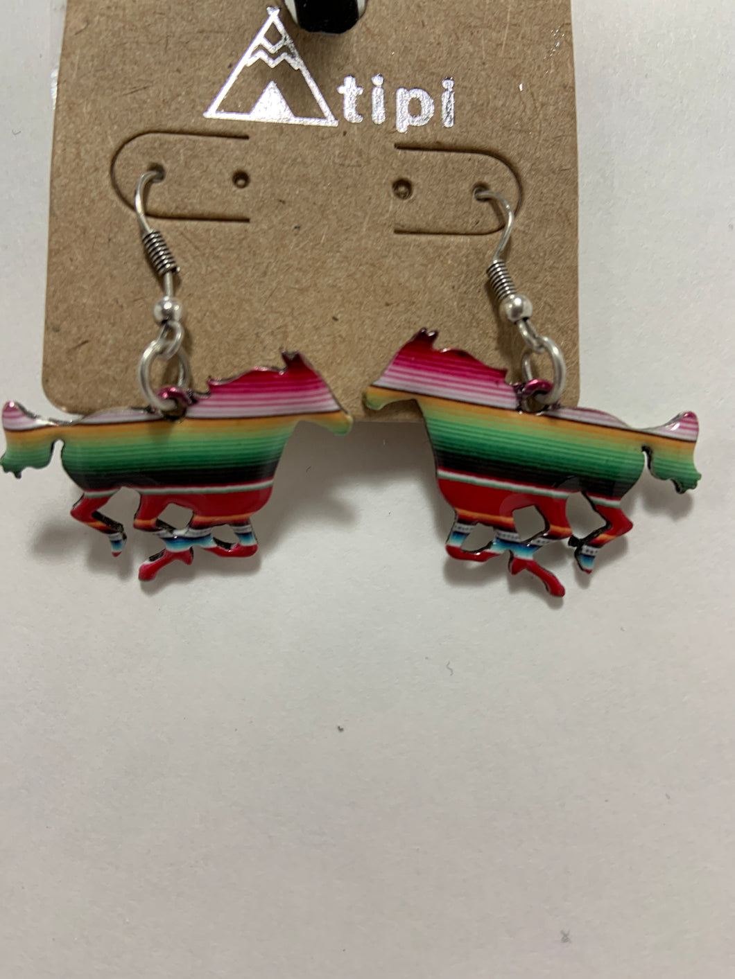 Serape running horse earrings