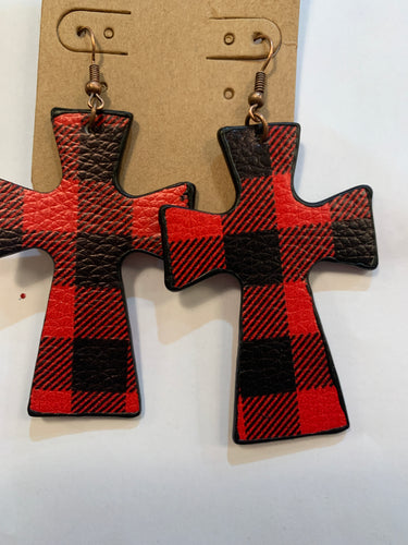 Buffalo plaid earrings cross