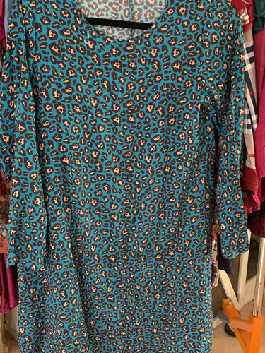 No stretch blue cheetah dress