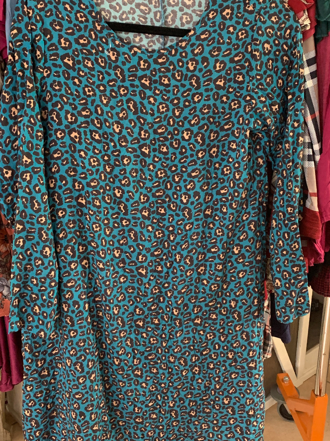 No stretch blue cheetah dress