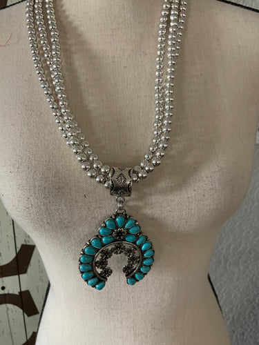 Squash blossom turquoise necklace