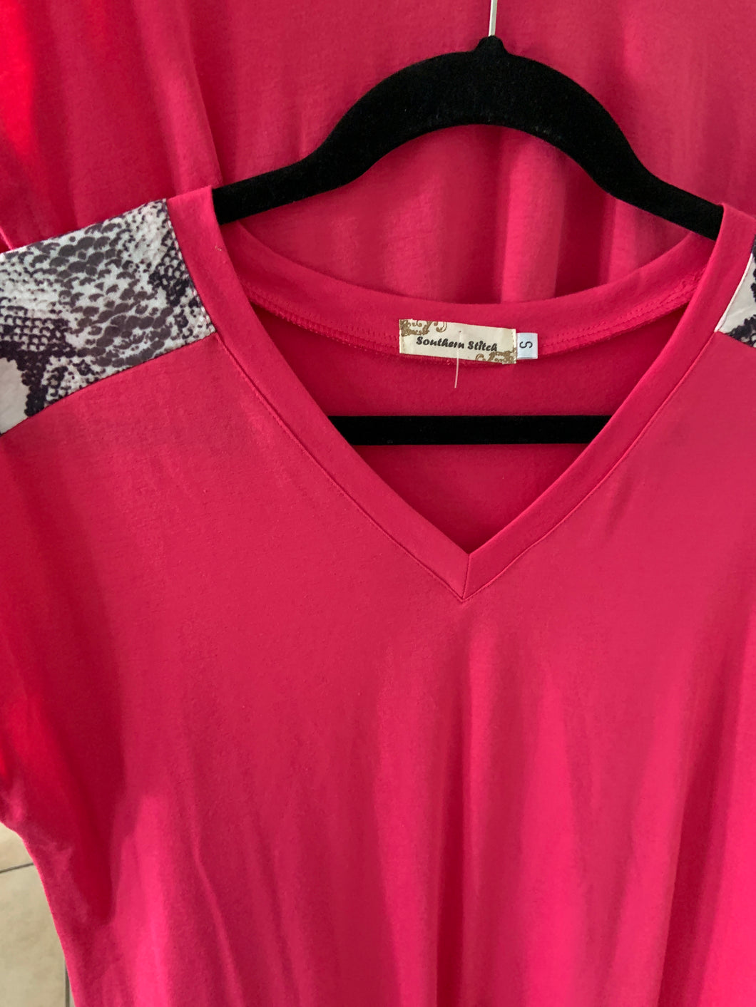 Hot pink with snakeskin southern states top