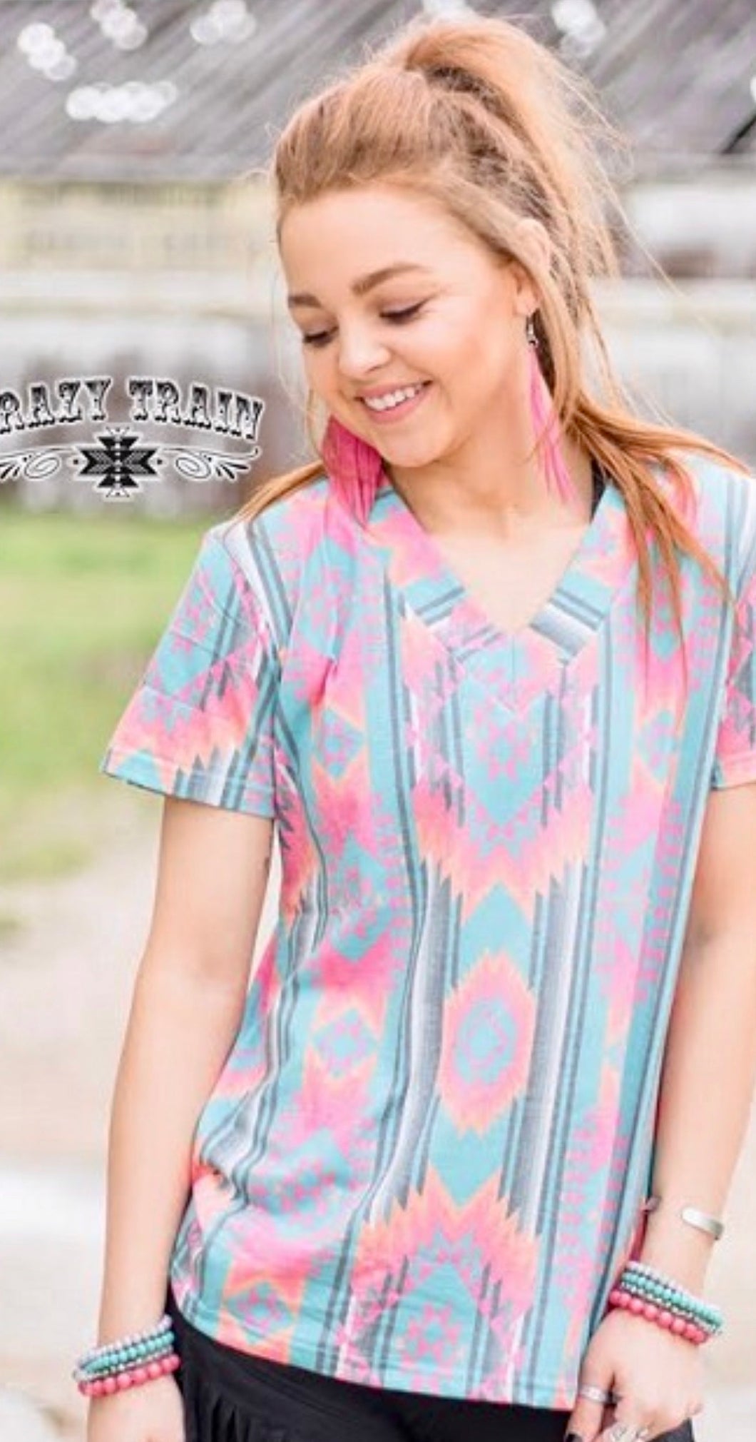 V-neck Aztec top
