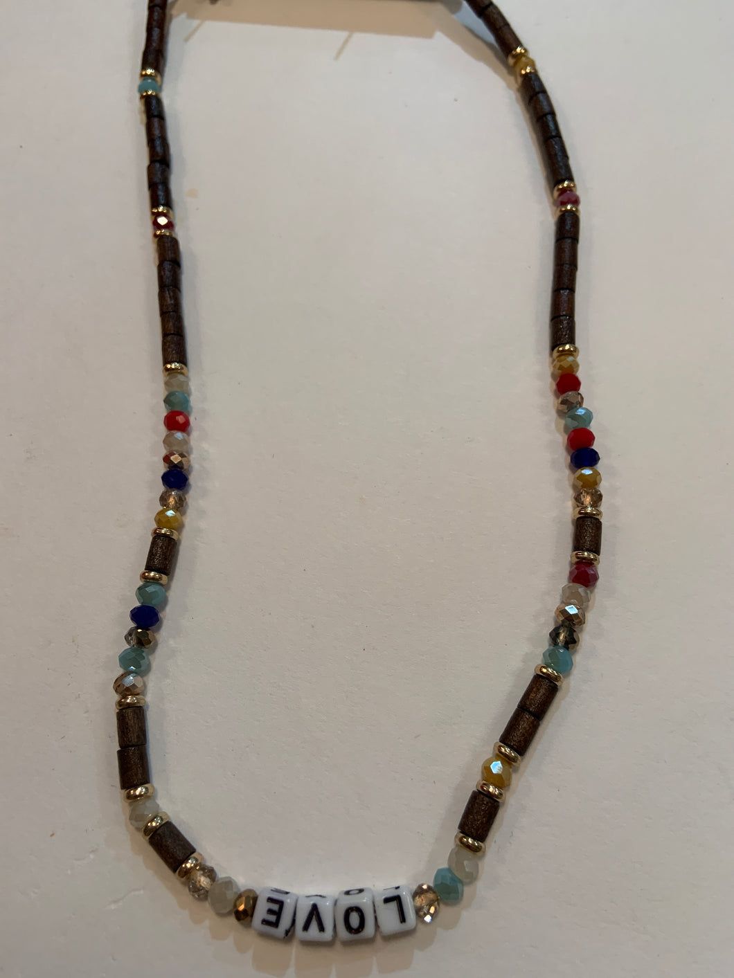Love beaded necklace 16 in