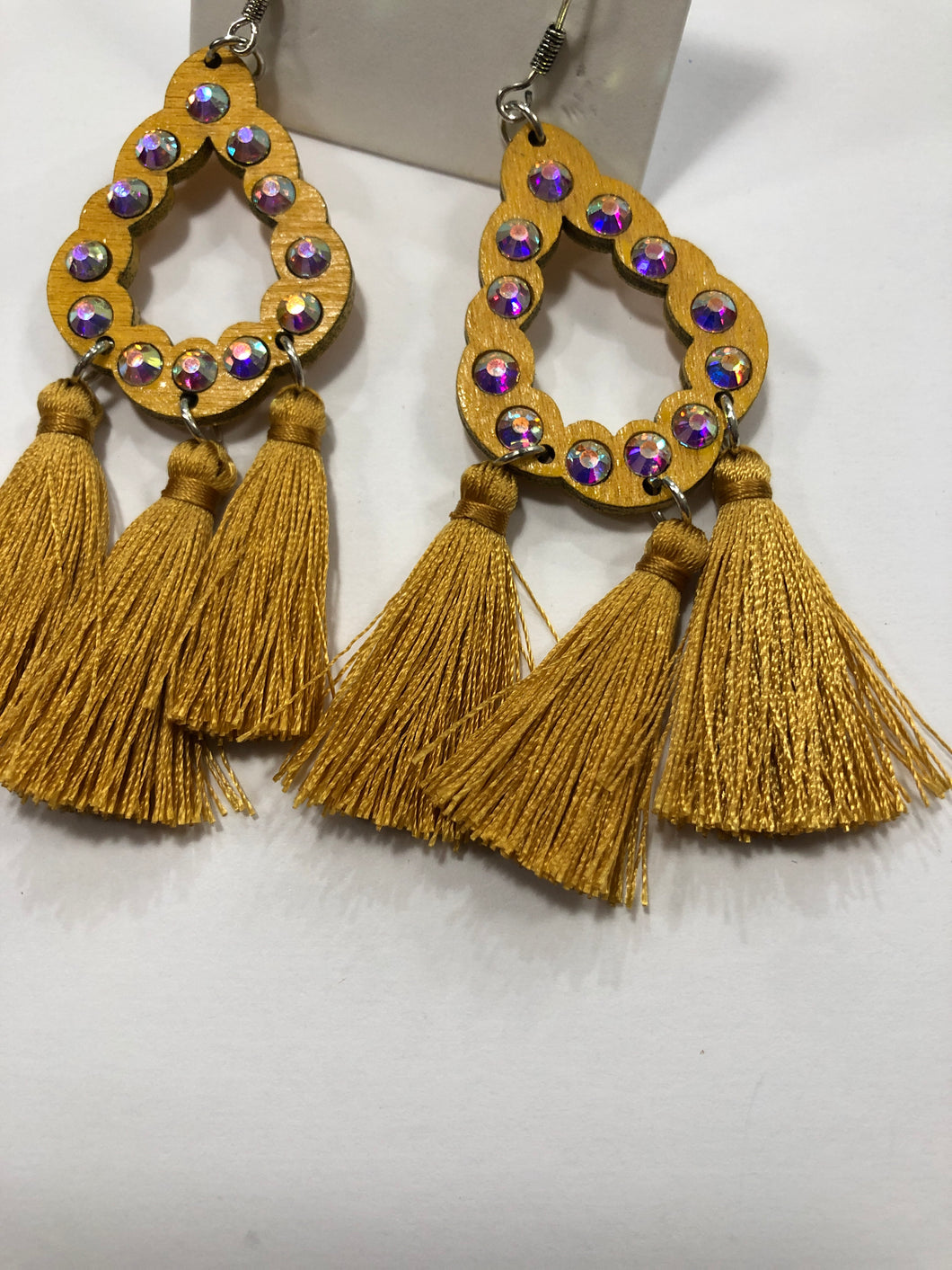 Mustard tassel earrings
