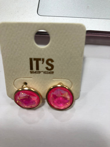 Pink button earrings