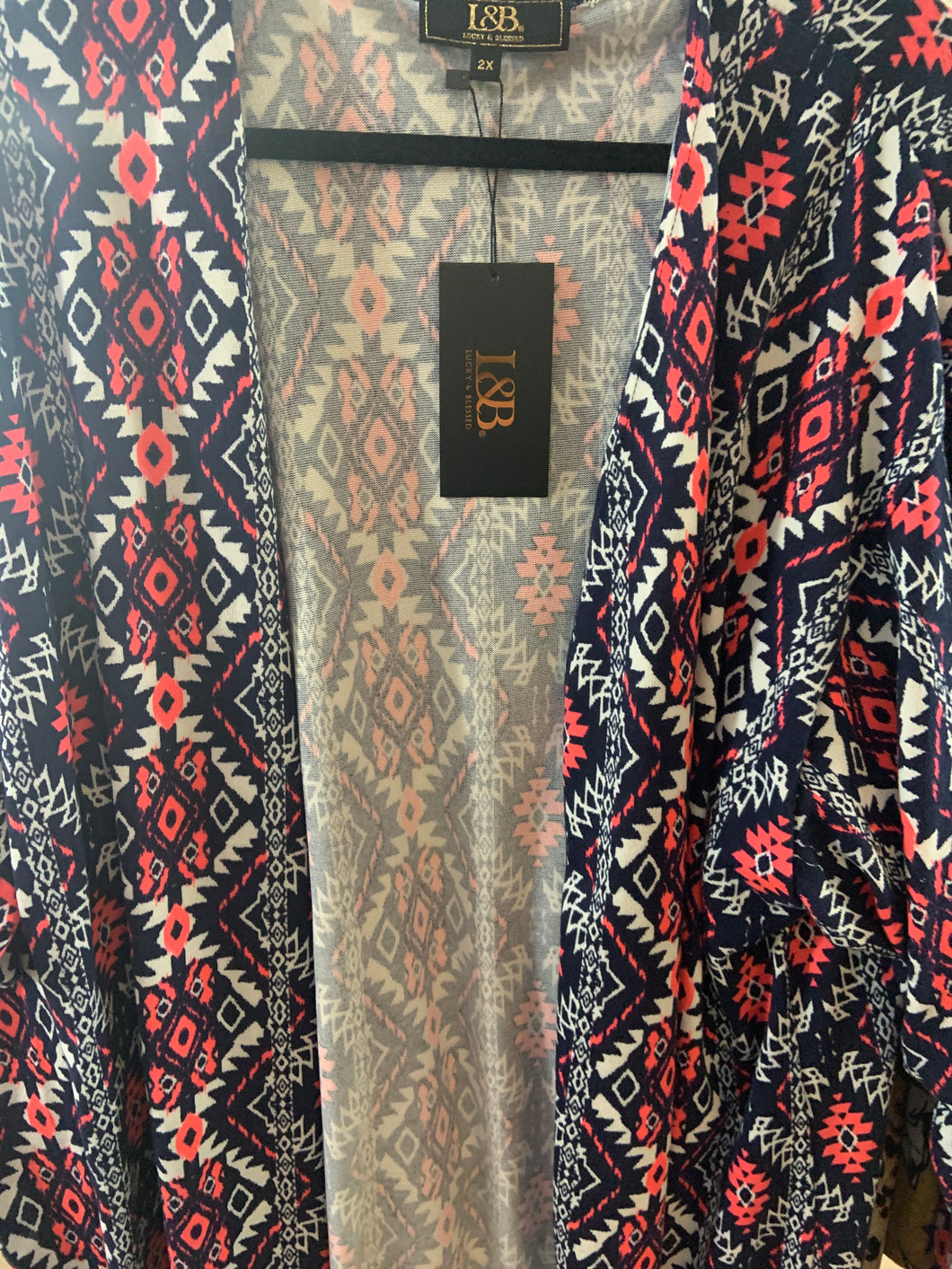 Blue sweater cardigan lucky and blessed